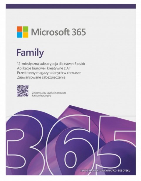 Microsoft 365 Family PL 1Y subskrypcja dla 6 osób z chmurą AI