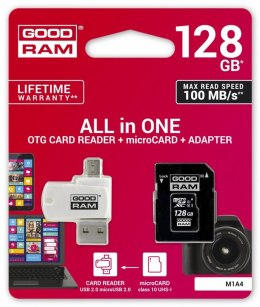 GOODRAM Karta microSDHC 128GB CL10 szybka z adapterem i czytnikiem
