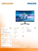 Monitor Philips 32M1C5200W VA Curved 31.5 cala 240Hz gamingowy