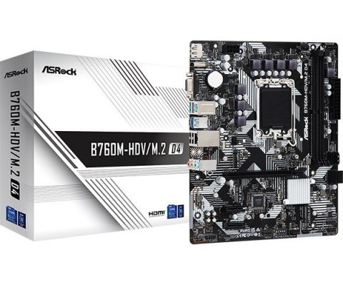 ASRock Płyta główna B760M-HDV/M.2 D4 mATX dla Intel Core 12/13 gen