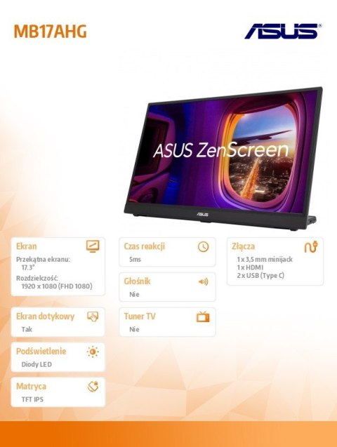 Monitor Asus MB17AHG 17 cali FHD ultracienki z FreeSync 144 Hz