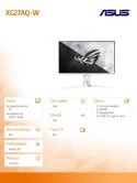 Monitor Asus XG27AQ-W 27 cali 2560x1440 170Hz szybki gamingowy
