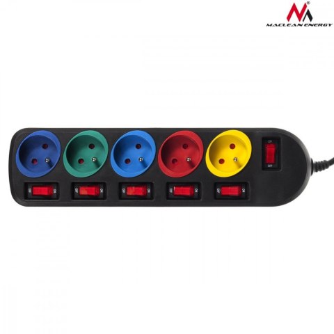 Listwa zasilająca Maclean MCE204M 1,5m z 5 gniazdami zabezpieczona