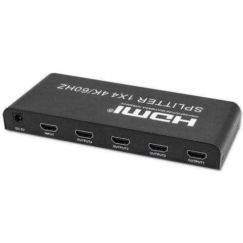 Qoltec Aktywny rozdzielacz Splitter 4 x HDMI 4K 60Hz stabilny sygnał