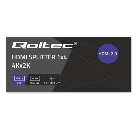 Qoltec Aktywny rozdzielacz Splitter 4 x HDMI 4K 60Hz stabilny sygnał