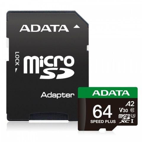 Adata Karta microSD Speed Plus 64GB UHS1 U3 V30 A2 160/140 MB/s szybka wydajność
