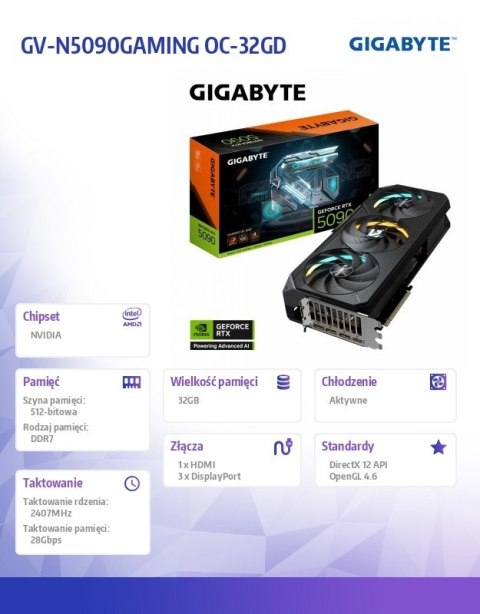 Karta graficzna Gigabyte GeForce RTX 5090 32GB GAMING OC