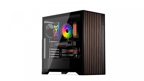 Obudowa Krux Palum Midi Tower elegancka z drewnianymi elementami
