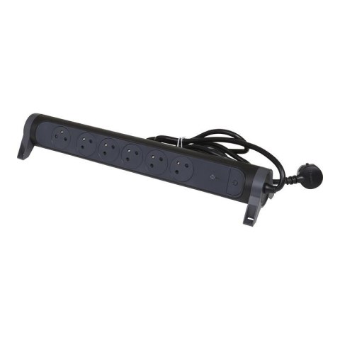 Przedłużacz Legrand 6x2PZ 1,5m czarny z wtyczką przeciwprzepięciowy