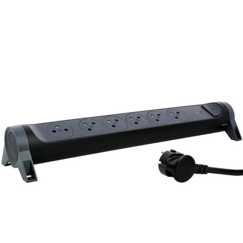 Przedłużacz Legrand 6x2PZ 1,5m czarny z wtyczką przeciwprzepięciowy