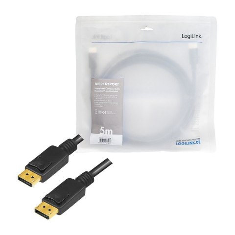 LogiLink Kabel DisplayPort 8K 60Hz 4K 120Hz 5m Czarny ultra szybki