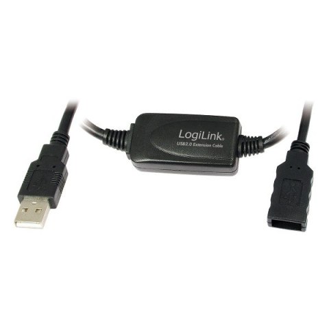 LogiLink Kabel USB 2.0 10m czarny z aktywnym wzmacniaczem sygnału