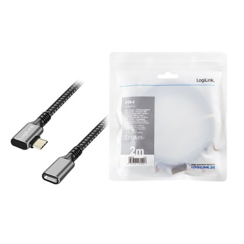 LogiLink Kabel USB 3.2 Gen1 TypeC do USB-C/F 2m szybkie ładowanie