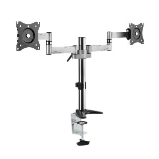 Uchwyt do monitora LogiLink 2x 13-27 cali max 16kg biurkowy aluminiowy szary