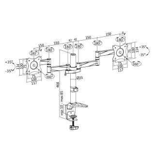 Uchwyt do monitora LogiLink 2x 13-27 cali max 16kg biurkowy aluminiowy szary