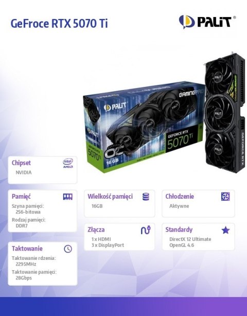 Karta graficzna Palit GeForce RTX 5070 Ti GAMING PRO OC 16GB GDDR7
