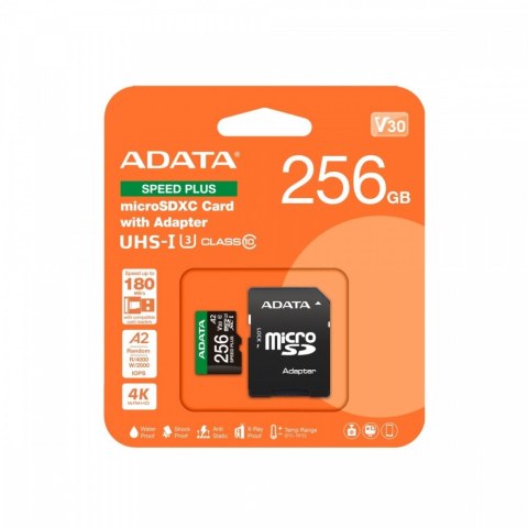 Adata Karta microSD Speed Plus 256GB UHS-I U3 V30 A2 180MB/s