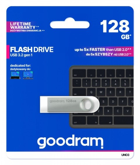 Pendrive GOODRAM UNO3 128GB USB 3.2 Gen1 srebrny elegancki