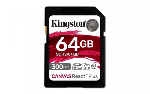 Karta pamięci Kingston SD 64GB Canvas React Plus 300MBs UHS-II U3