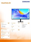 Monitor Samsung ViewFinity S8 37 UHD z portem USB-C i HDR10