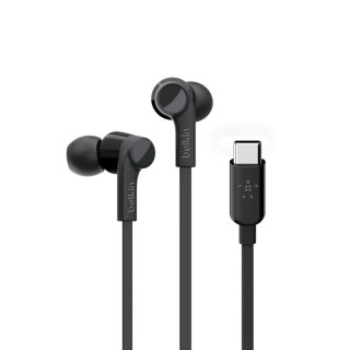 Słuchawki Belkin Rockstar USB-C czarne wodoodporne douszne z mikrofonem