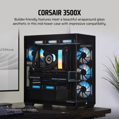 Obudowa Corsair 3500X TG Mid-Tower czarna z hartowanym szkłem