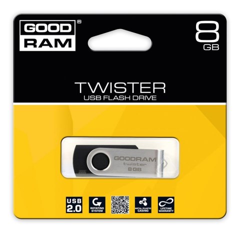 GOODRAM TWISTER 8GB Black USB 2.0 pamięć przenośna szybki