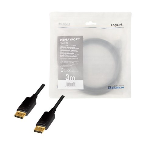 Kabel DisplayPort 4K/60 Hz LogiLink 3m aluminiowy do wideo