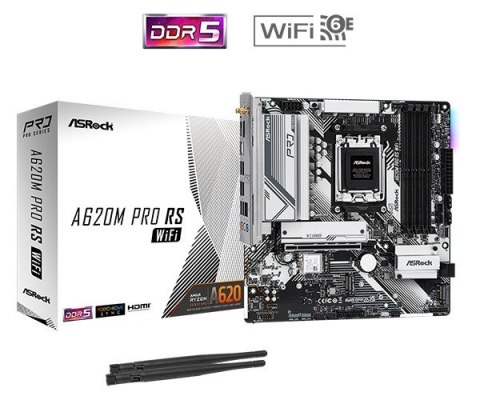 Płyta główna ASRock A620M PRO RS WIFI AM5 DDR5 mATX z HDMI i DP