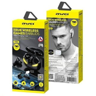 Słuchawki AWEI T35 Bluetooth 5.0 TWS czarne dla graczy z etui