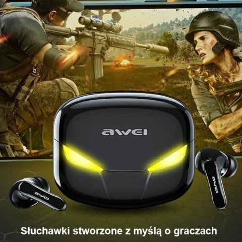 Słuchawki AWEI T35 Bluetooth 5.0 TWS czarne dla graczy z etui