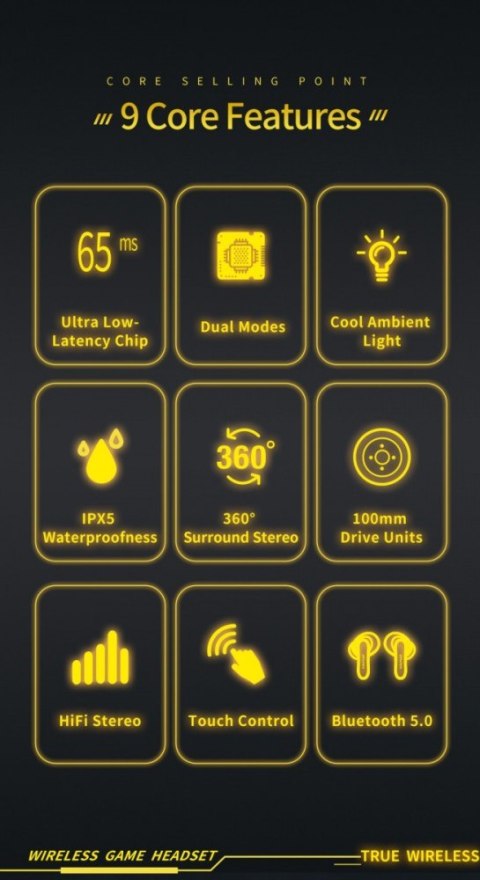 Słuchawki AWEI T35 Bluetooth 5.0 TWS czarne dla graczy z etui