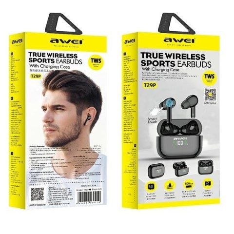 AWEI Słuchawki Bluetooth 5.1 T29P TWS wodoodporne z redukcją szumów