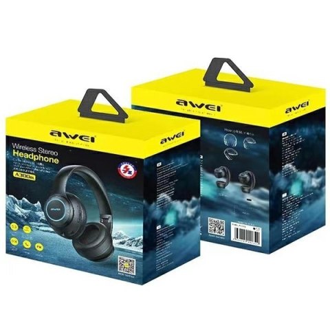 AWEI A300BL słuchawki stereo Bluetooth nauszne czarne gamingowe z RGB