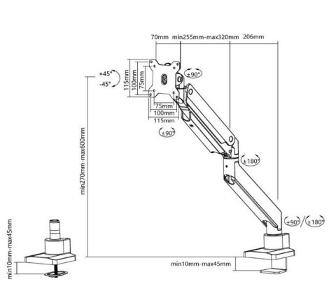 Uchwyt Neomounts biurkowy NM-D775BLACKPL do monitorów 10-49'' obrotowy czarny