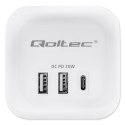 Kostka Zasilająca Qoltec 6w1 USB-C 20W biała z włącznikiem 2m