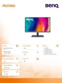 Benq Monitor 27 cali PD2706U LED 4K z IPS i USB-C dla projektantów