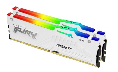 Pamięć Kingston DDR5 Fury Beast RGB 32GB 5600 CL36 biała z radiatorem