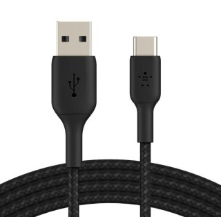 Belkin Kabel Braided USB-C USB-A 2m czarny wytrzymały do ładowania