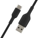 Belkin Kabel Braided USB-C USB-A 2m czarny wytrzymały do ładowania