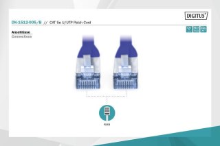 Digitus Patch cord U/UTP CAT 5e 0,5m niebieski kabel sieciowy
