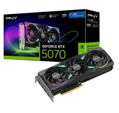 Karta graficzna PNY GeForce RTX 5070 OC ARGB 12GB 192-bit aktywne chłodzenie