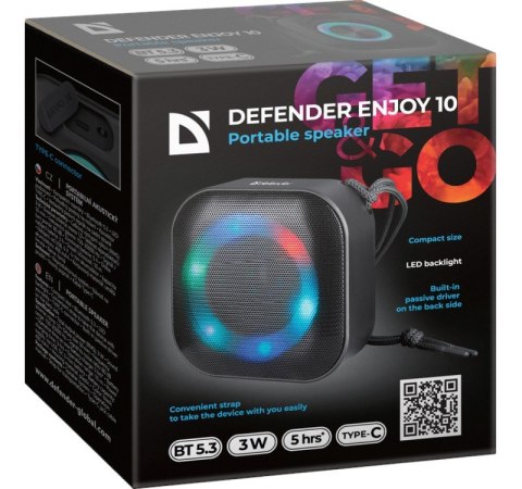 Głośnik Bluetooth Defender ENJOY 10 3W czarny mobilny bezprzewodowy
