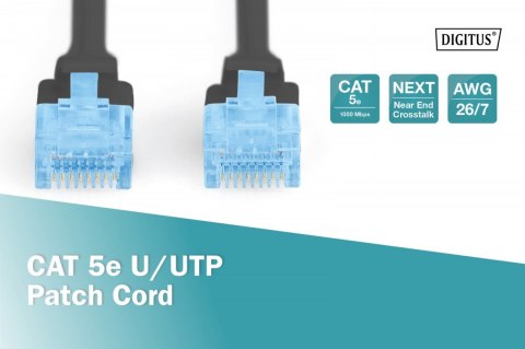 Kabel Digitus Patch cord U/UTP CAT 5e 10m czarny sieciowy