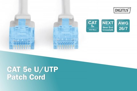 Kabel Digitus Patch cord U/UTP kat.5e 15m szary do sieci LAN