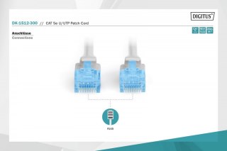 Digitus Patch cord U/UTP kat.5e PVC 30m szary kabel sieciowy