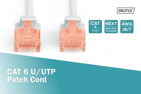 Digitus Patch cord U/UTP CAT 6 0,5m szary wydajny kabel sieciowy