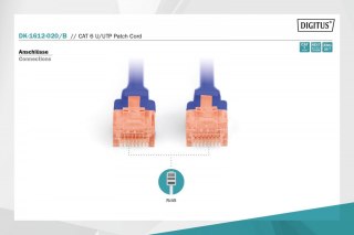 Digitus Patch cord U/UTP CAT 6 2m niebieski kabel sieciowy z RJ45