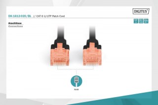 Kabel Digitus Patch cord U/UTP CAT 6 2m czarny wydajny do LAN
