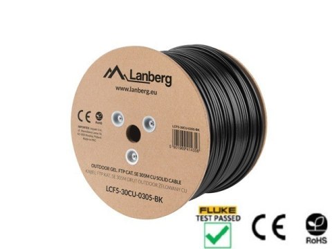 Kabel Lanberg FTP Cat.5e 305m żelowany czarny dla sieci LAN